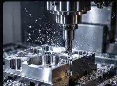 CNC-Fräsmaschine bei der Präzisionsbearbeitung von Frästeilen